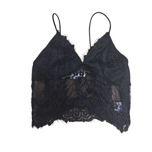 HYFVE Womens Black Lace Bra Top Size S Crop Sexy Casual Preppy Y2k 90s Goth